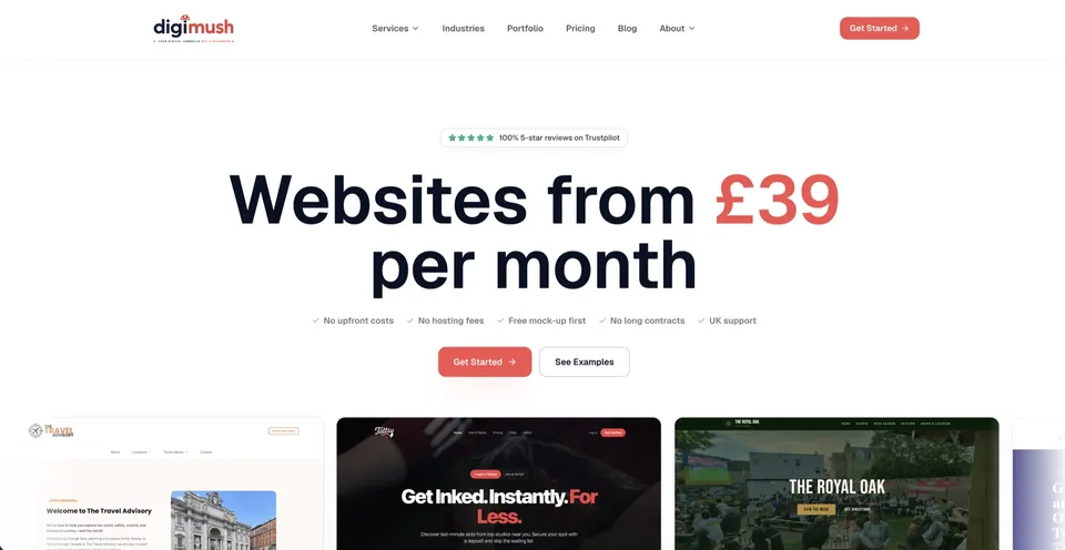 Digimush website homepage showing its subscription website offering