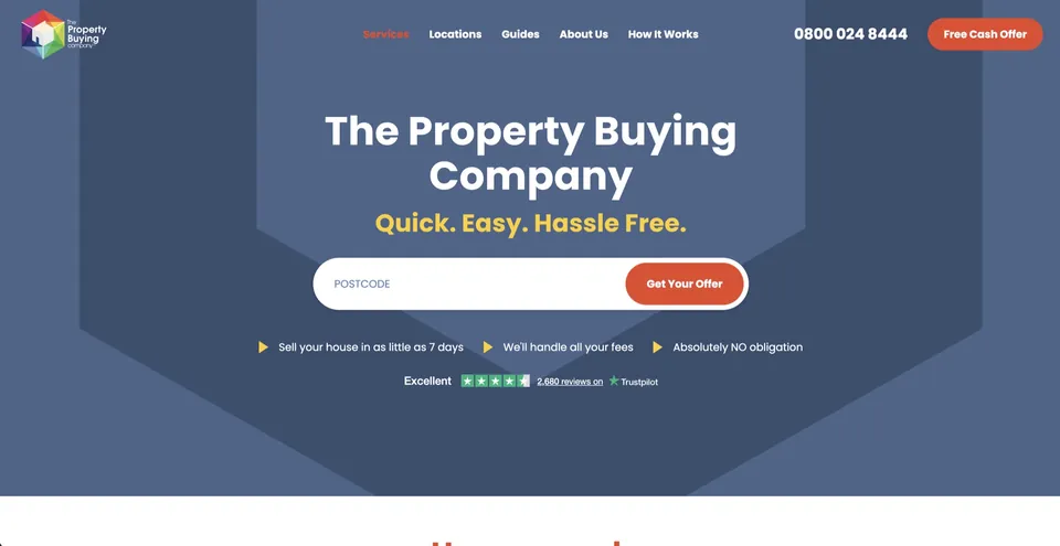 Redesigned homepage for The Property Buying Company