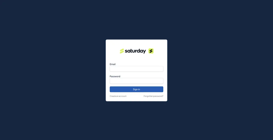 Branded sign-in screen for the Saturday contractor platform